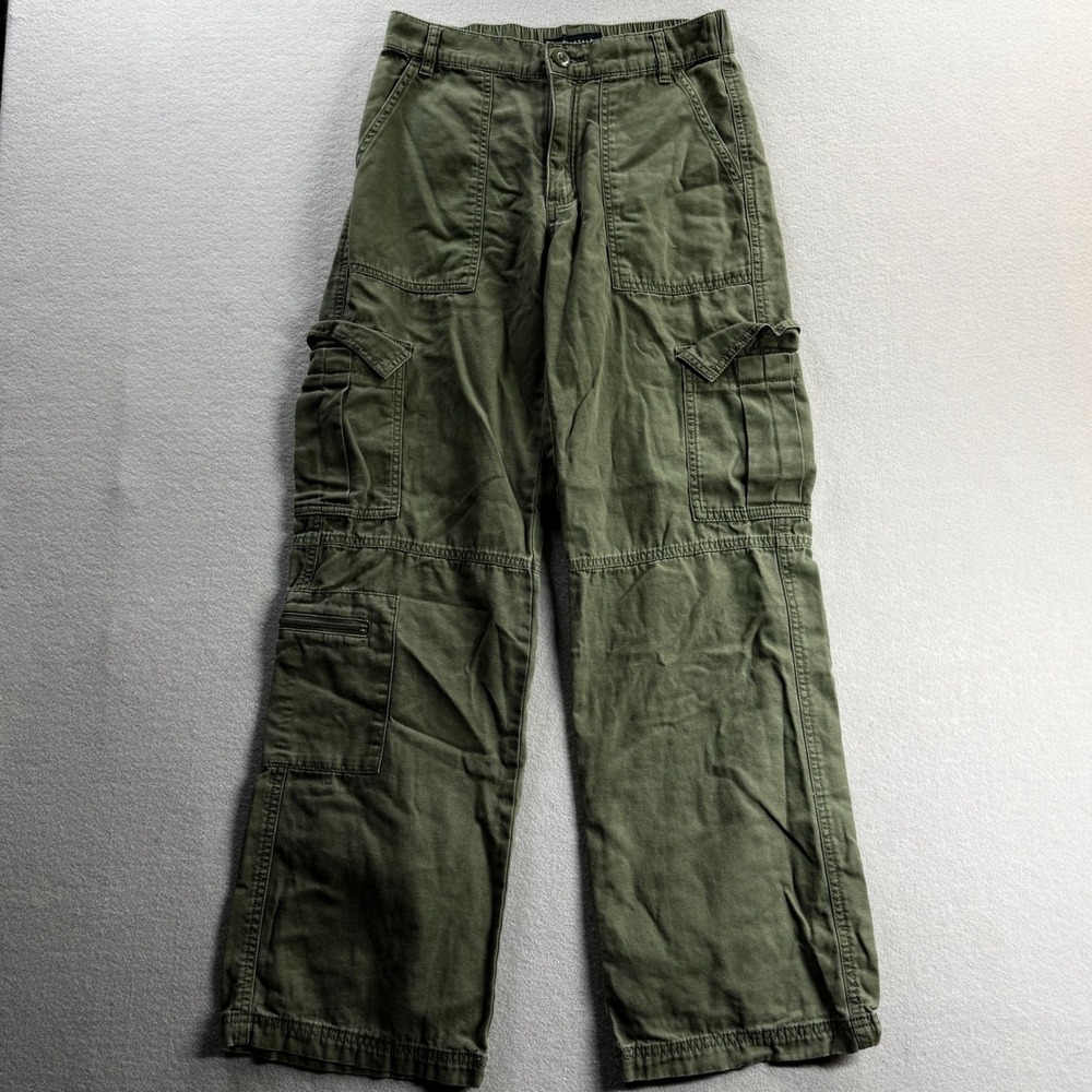 Aeropostale Utility Cargo Pants Women XSmall Green Canvas Straight Leg 28x30